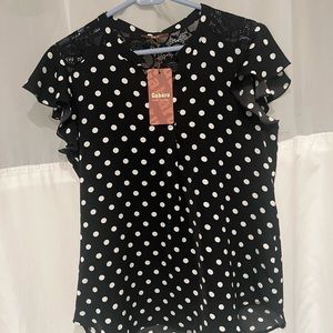 Gaharu Women's Notch V Neck Short Sleeve Chiffon Shirts Casual Lace Blouse Top